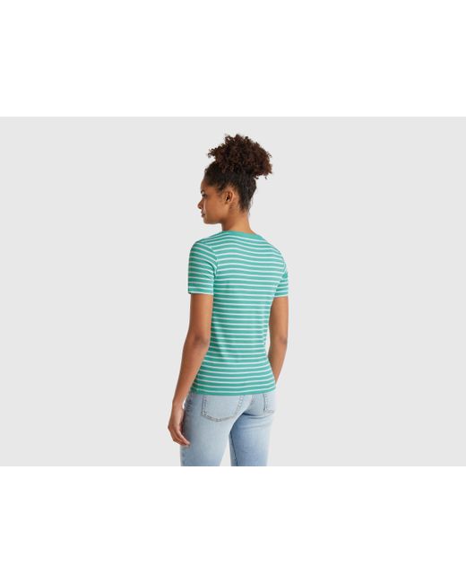 Benetton Black Benetton, Crew Neck Striped T-Shirt