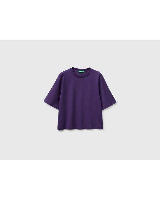 Benetton Purple Benetton, 100% Cotton Boxy Fit T-Shirt