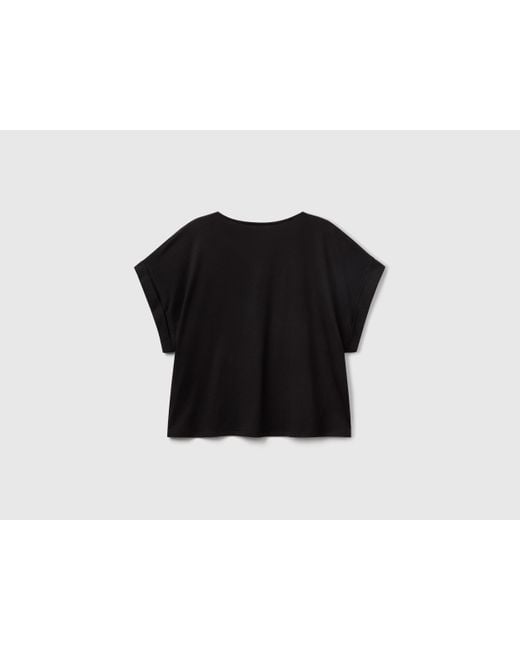 Benetton, T-Shirt Coupe Carrée, Noir, Femme Benetton en coloris Black