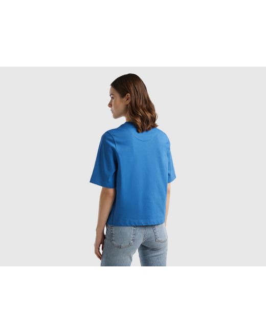 T-shirt Boxy Fit 100% Cotone di Benetton in Blue