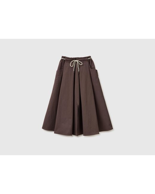 Benetton Brown Benetton, Midi Skirt With Drawstring