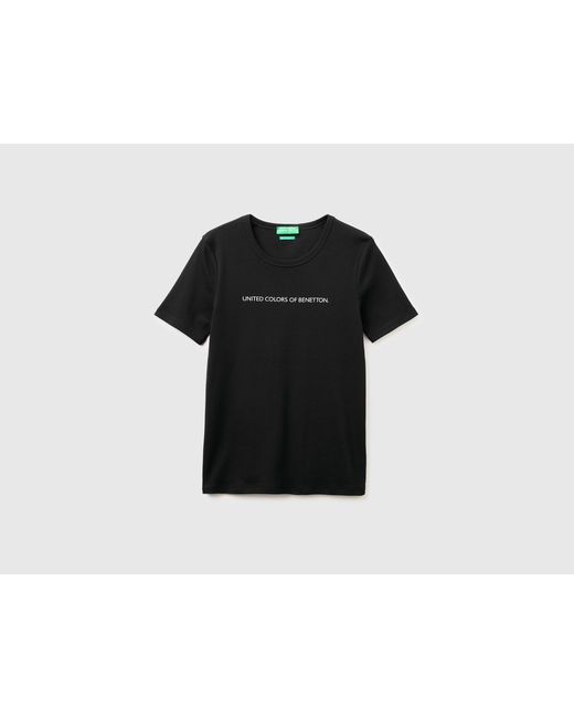 Benetton Black Benetton, Short Sleeve T-Shirt With Glitter Logo