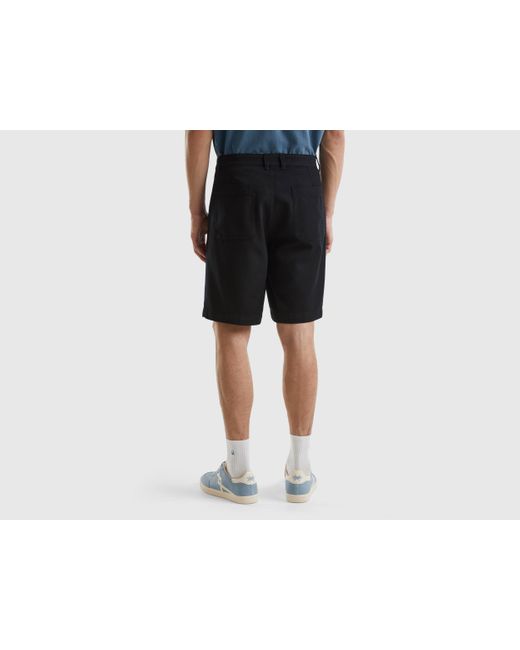 Benetton Black Shorts In Modal® And Cotton Blend for men