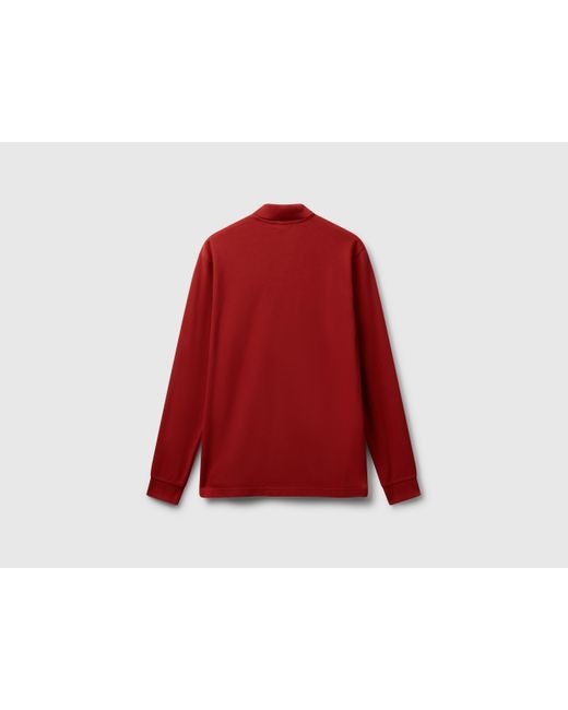Benetton, Polo En Coton À Manches Longues, Taille, Rouge Brique, Homme Benetton pour homme en coloris Red