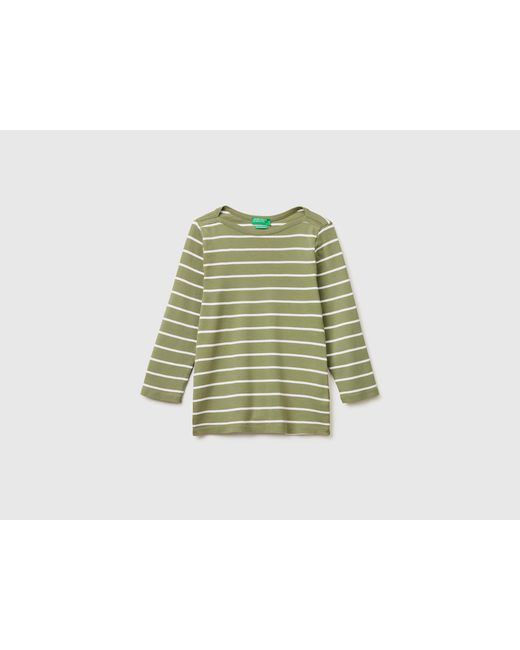 Benetton Green Benetton, Striped T-Shirt With Boat Neck