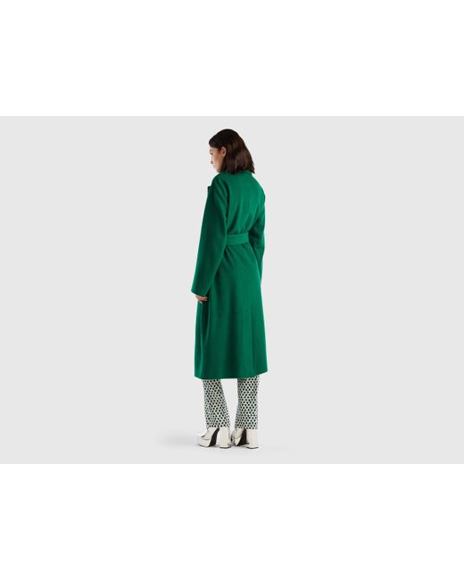 Cappotto Lungo Con Cintura di Benetton in Verde | Lyst