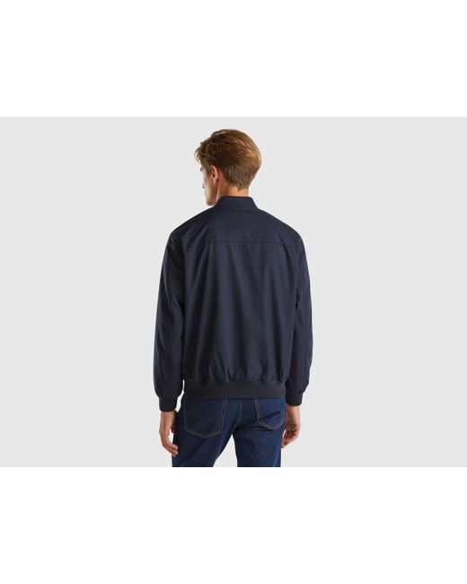 Benetton Blue Benetton, Regular Fit Padded Bomber Jacket, , Dark for men