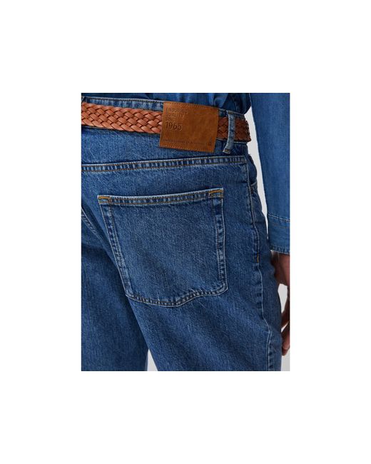 Benetton Blue Benetton, Relaxed Fit Bleach Jeans for men