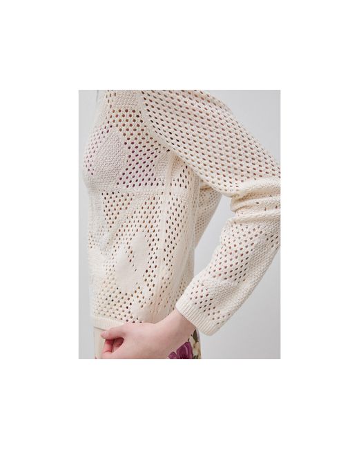 Benetton Black Benetton, Openwork Sweater With Flowers