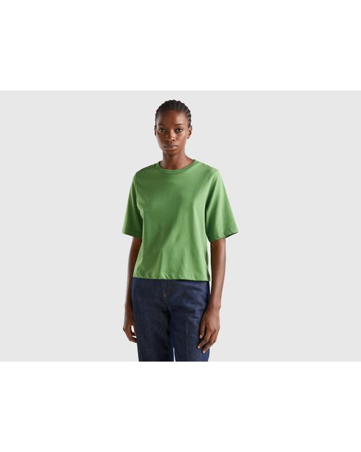T-shirt Boxy Fit 100% Cotone di Benetton in Green