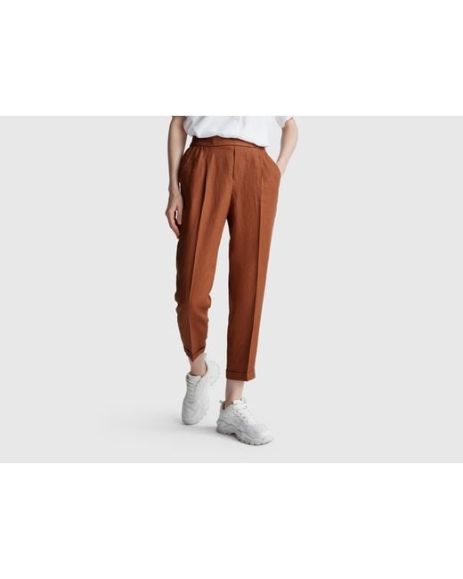 Benetton Black Benetton, Regular Fit Pure Linen Trousers
