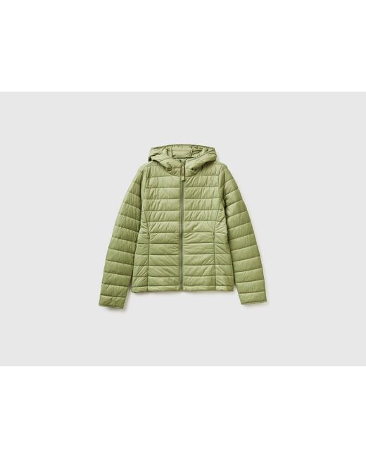 Benetton Green Benetton, Lightweight Padded Jacket With Hood