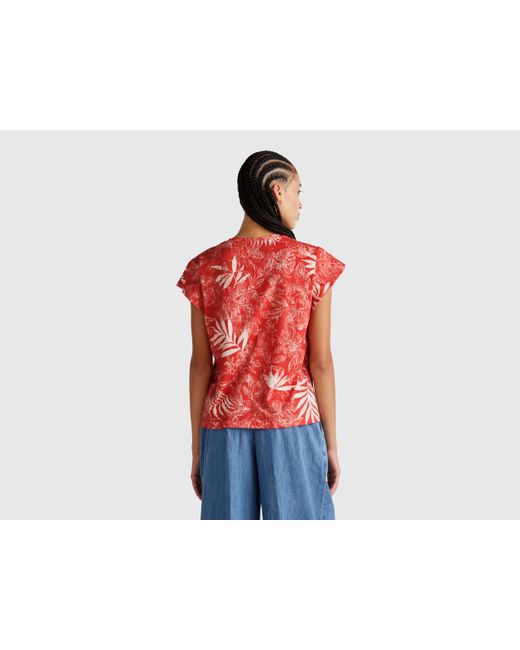 Benetton Red Benetton, T-Shirt With Floral Print