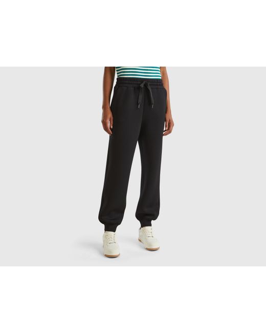 Benetton Black Benetton, Flowy Trousers With Drawstring