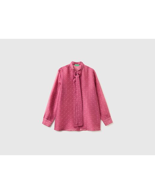 Benetton Pink Benetton, Flowy Shirt With Micro Polka Dots