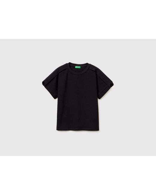 Benetton Black Benetton, T-Shirt With Pleat On The Shoulders