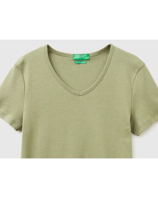 Benetton Green Benetton, Slim Fit T-Shirt With V-Neck
