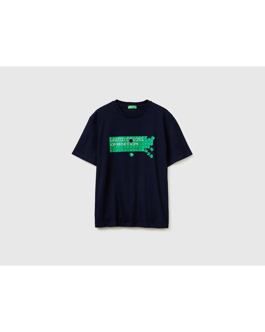 Benetton Black Benetton, Cotton T-Shirt With Logo for men