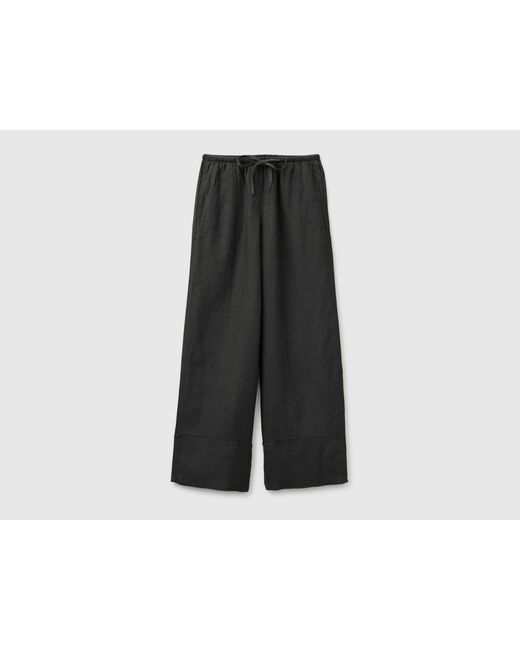 Benetton Black Benetton, 100% Linen Cuffed Trousers