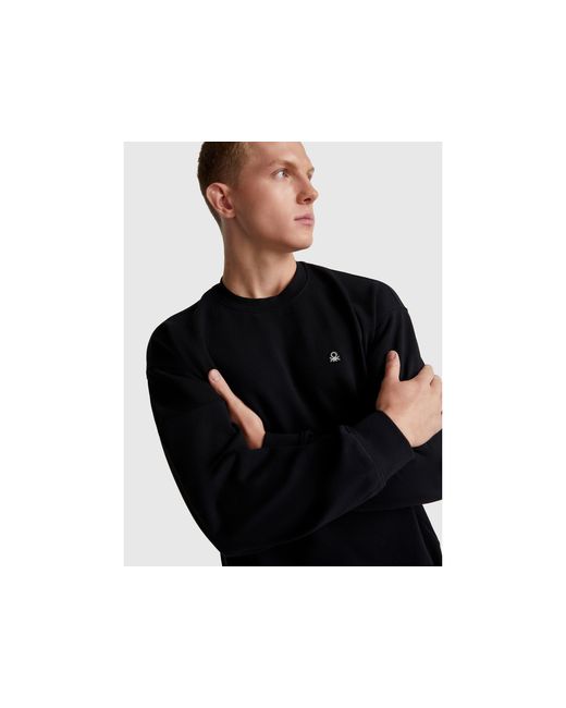 Benetton, Sudadera Con Parche De Logo, Talla, Negro, Hombre Benetton de hombre de color Black