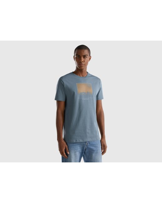 Benetton Blue Relaxed Fit T-shirt With Print for men