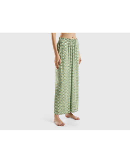 Benetton Green Trousers With Floral Print