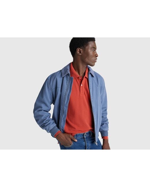 Benetton, Polo En Coton À Manches Longues, Taille, Rouge Brique, Homme Benetton pour homme en coloris Red