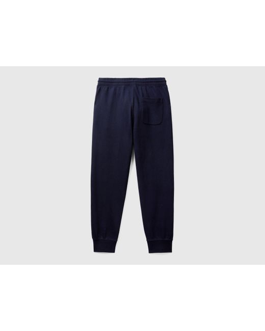 Benetton, Pantalon De Jogging En Molleton De Coton Biologique, Bleu Foncé, Homme Benetton pour homme en coloris Black