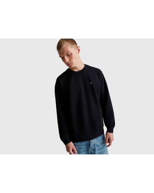 Benetton, Sudadera Con Parche De Logo, Talla, Negro, Hombre Benetton de hombre de color Black