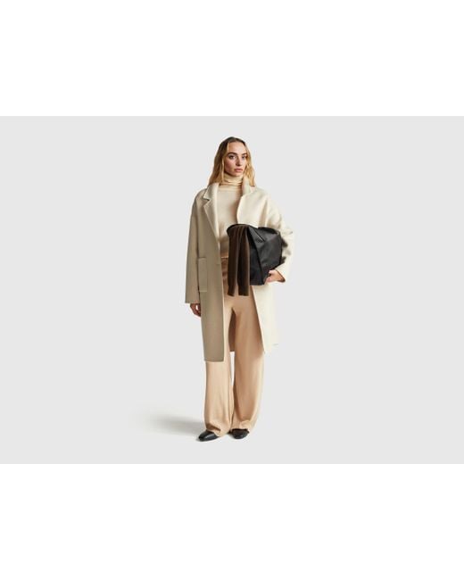 Benetton, Abrigo Midi De Mezcla De Lana, Talla, Mujer Benetton de color Black