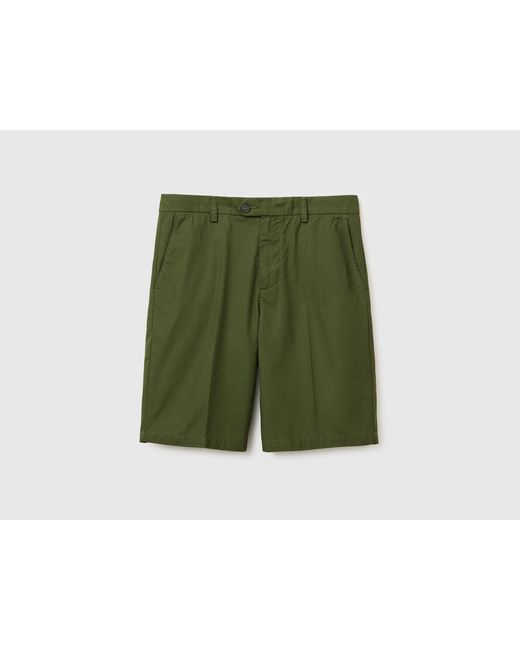 Benetton Green Benetton, Lightweight Cotton Chino Bermuda Shorts for men