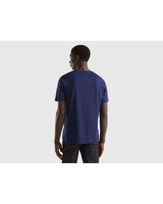 Benetton Blue T-shirt In Lightweight Jersey for men