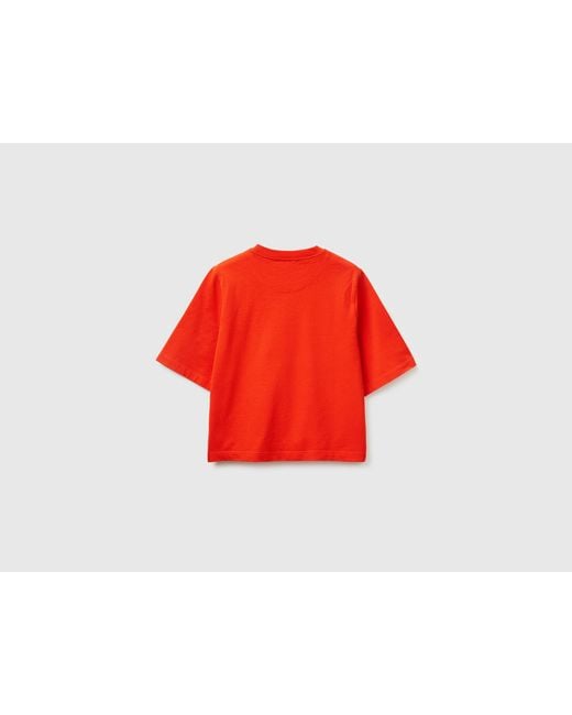 Benetton Red Benetton, 100% Cotton Boxy Fit T-Shirt