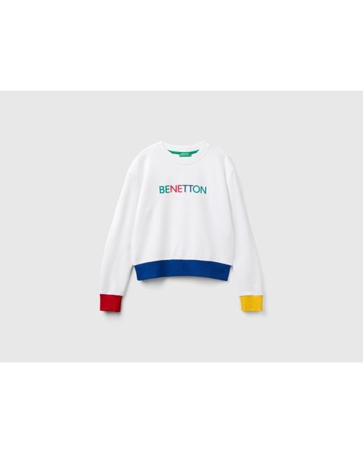 Sweat 100 % Coton À Imprimé Logo Benetton en coloris Black