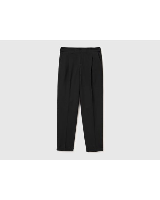 Benetton Black Benetton, Regular Fit Trousers With Crease