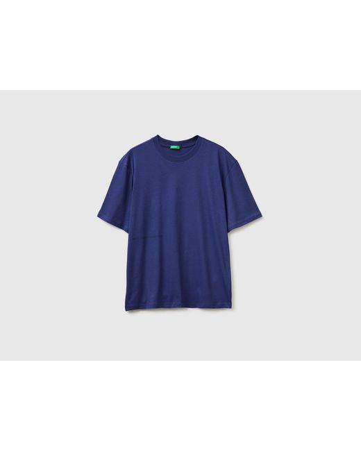Benetton Blue Benetton, Short-Sleeved T-Shirt With Logo for men