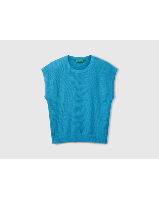 Benetton, Gilet En Coton Et Lin Mélangés, Canard, Femme Benetton en coloris Blue
