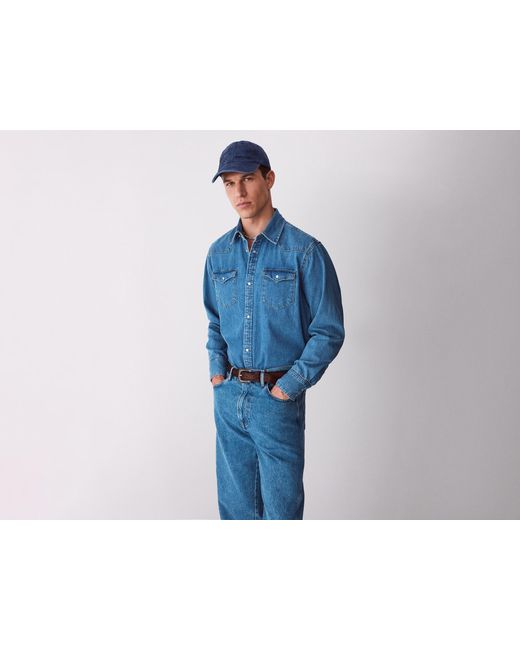 Benetton Blue Benetton, Light Denim Western Shirt for men