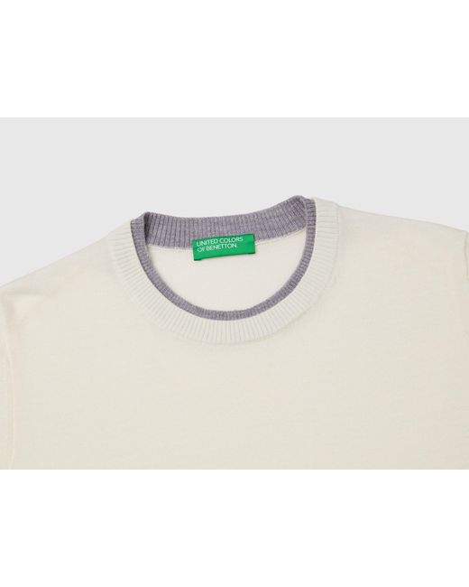 Benetton Black Benetton, 100% Merino Wool Short-Sleeved Shirt