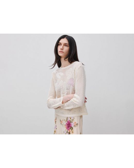 Benetton Black Benetton, Openwork Sweater With Flowers