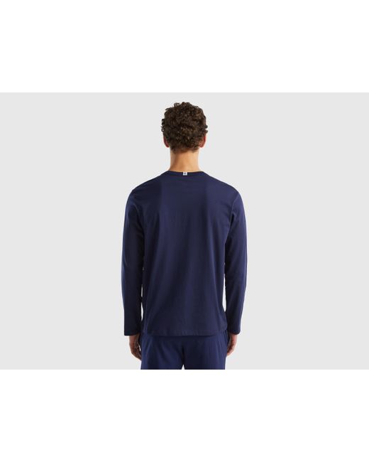 Benetton Langarm-shirt Aus 100% Baumwolle in Blue für Herren