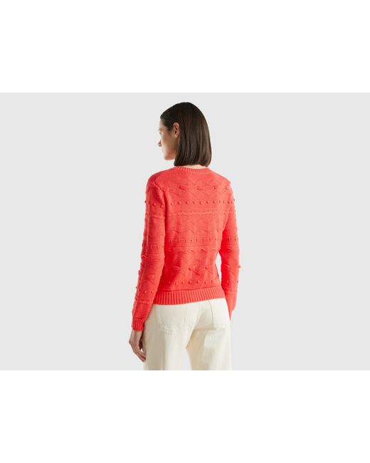 Benetton Coral Red Knitted Sweater
