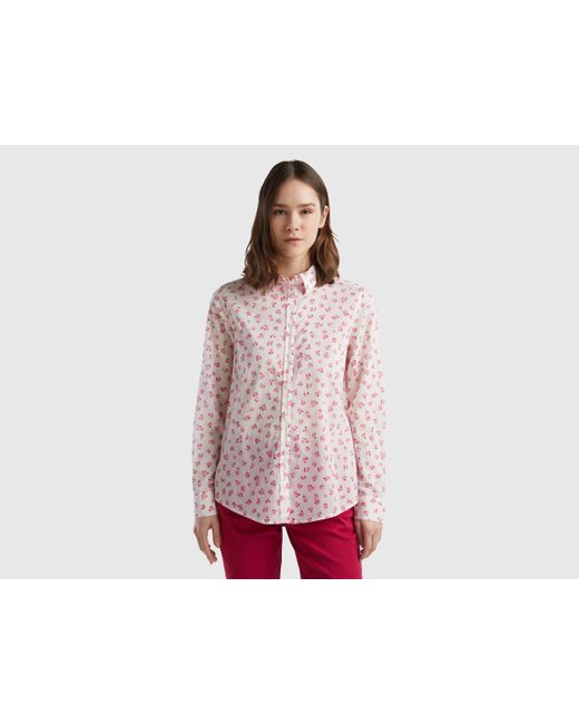 Benetton Red 100% Cotton Patterned Shirt