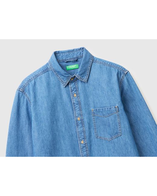 Benetton Blue Benetton, Denim Shirt for men