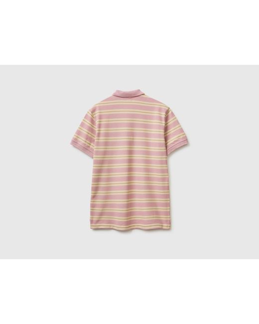 Benetton Pink Benetton, Striped Polo Shirt for men