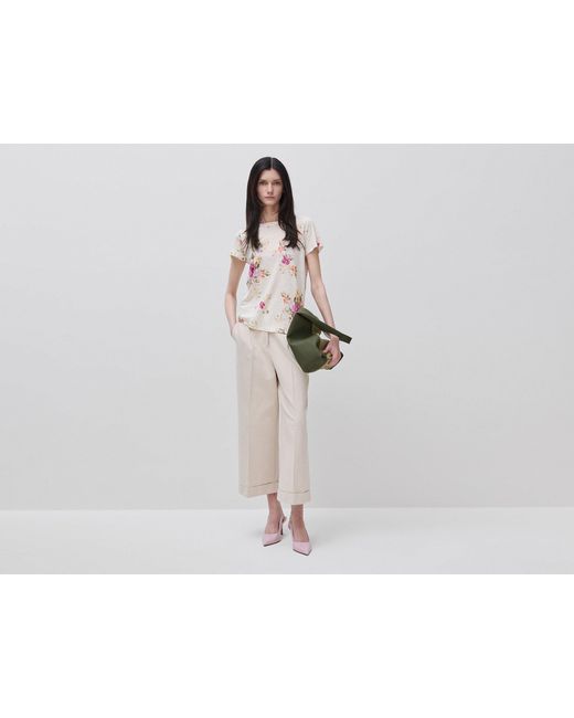 Benetton Black Benetton, Floral Linen Blend T-Shirt