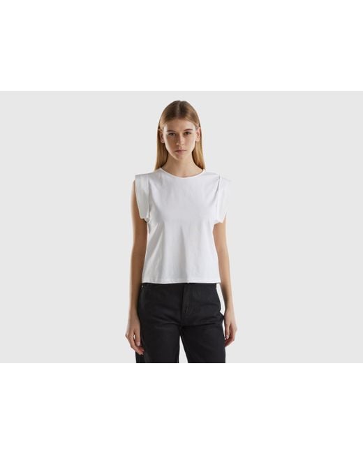 Benetton Black T-shirt With Angel Sleeves