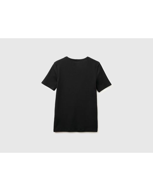 Benetton Black Benetton, Short Sleeve T-Shirt With Glitter Logo