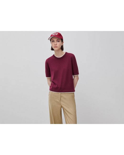 Benetton Red Benetton, 100% Merino Wool Short-Sleeved Shirt