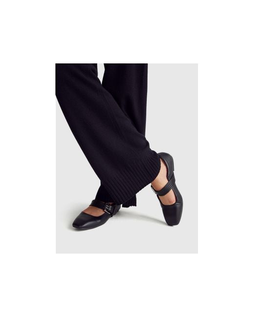 Benetton, Pantalones Negros De Pierna Ancha En Mezcla De Lana Y Cachemira, Talla, Negro, Mujer Benetton de color Black